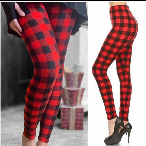 🔥SALE!!Buffalo Plaid Supersport and trendy Holiday Leggings - Picture 1 of 5